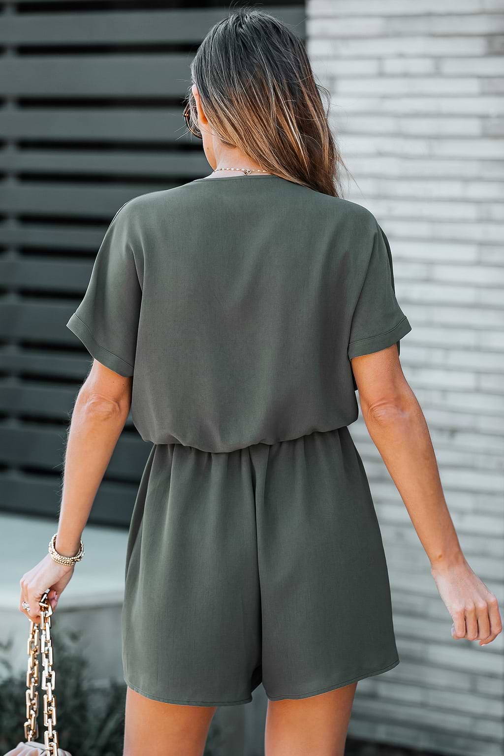 Bow Tie Front Buttoned Romper