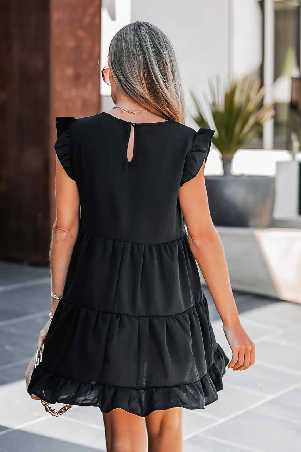 V-Neck Mini Babydoll Dress