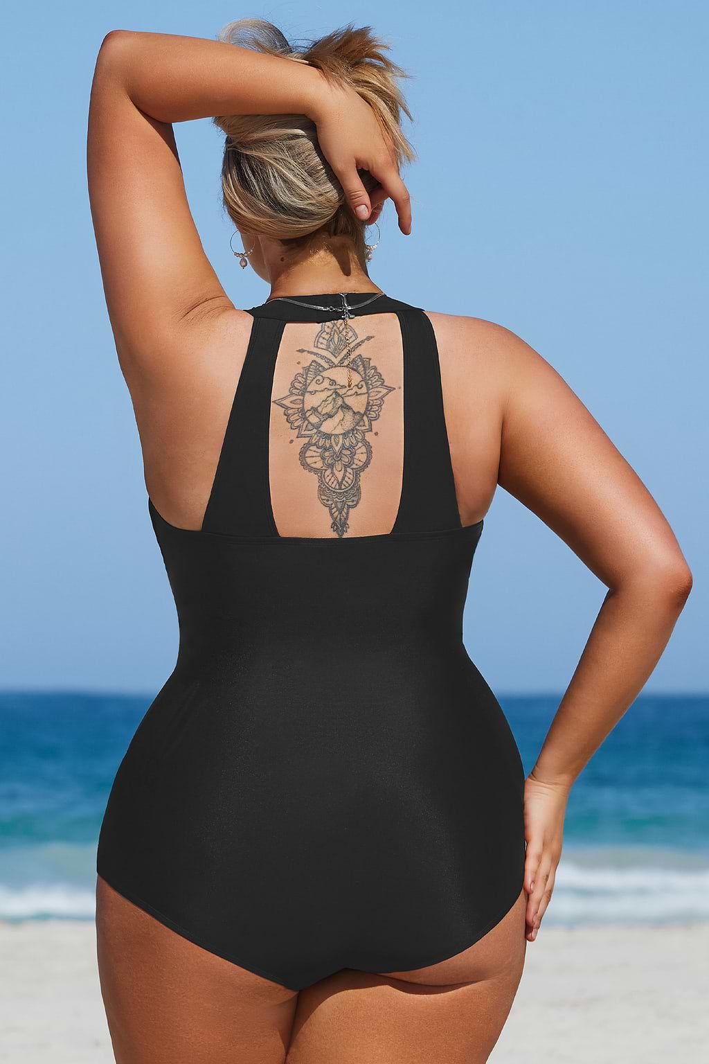 Dreamscapes Ruched Halter Plus Size One Piece Swimsuit