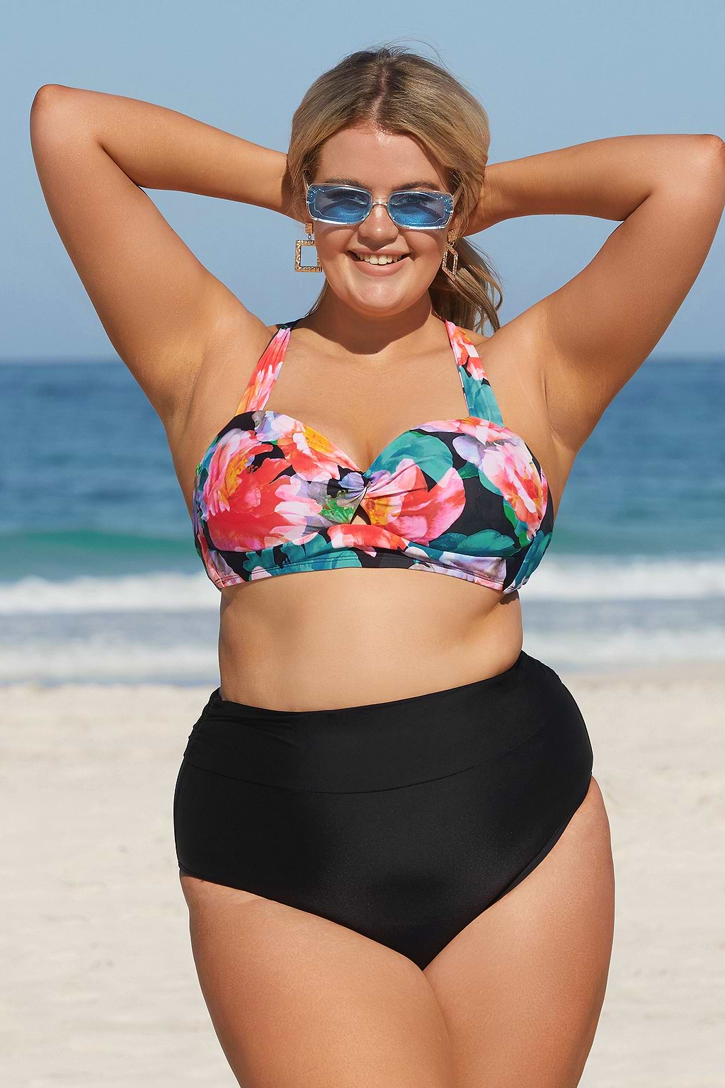 Twisted Herzausschnitt Übergroßes Bikini-Oberteil