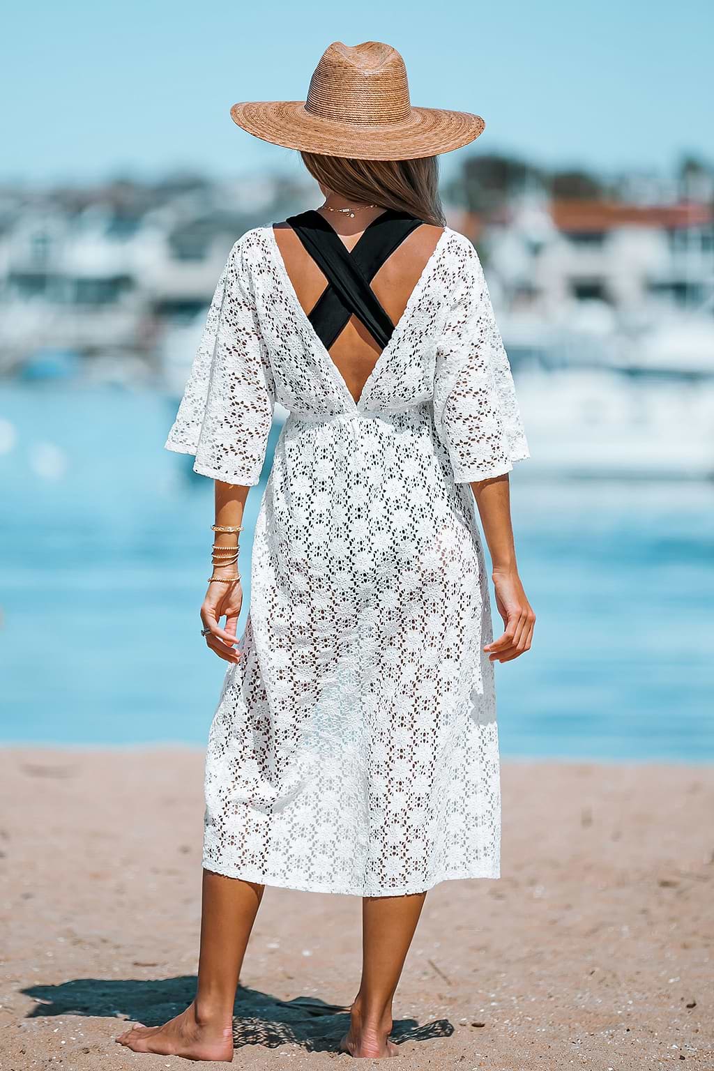 Cover-Up-Midikleid mit floraler Spitze