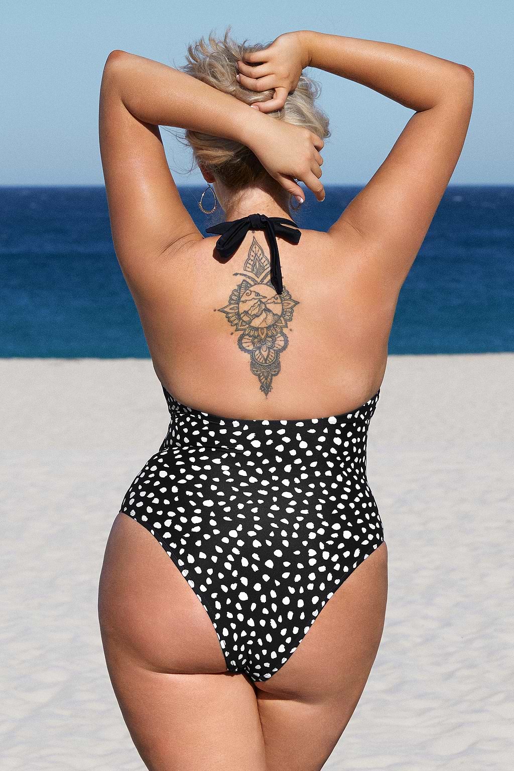 Escaping Dots Cutout Strappy Plus Size One Piece Swimsuit