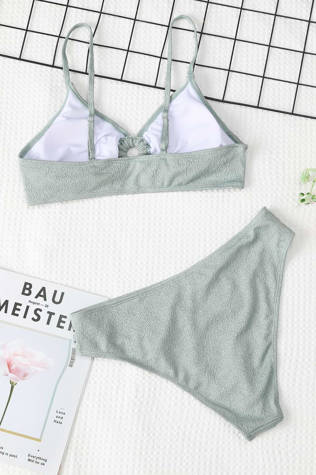 Bikini texturé avec joint torique et hipster taille moyenne