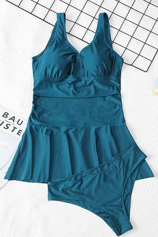 Ruched A-Line Swim Dress