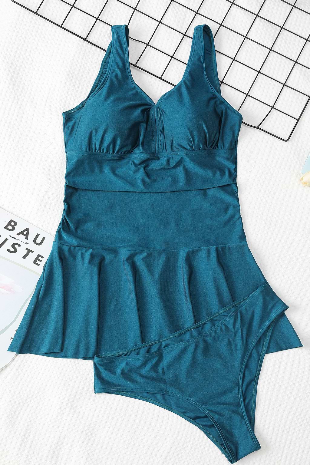Ruched A-Line Swim Dress