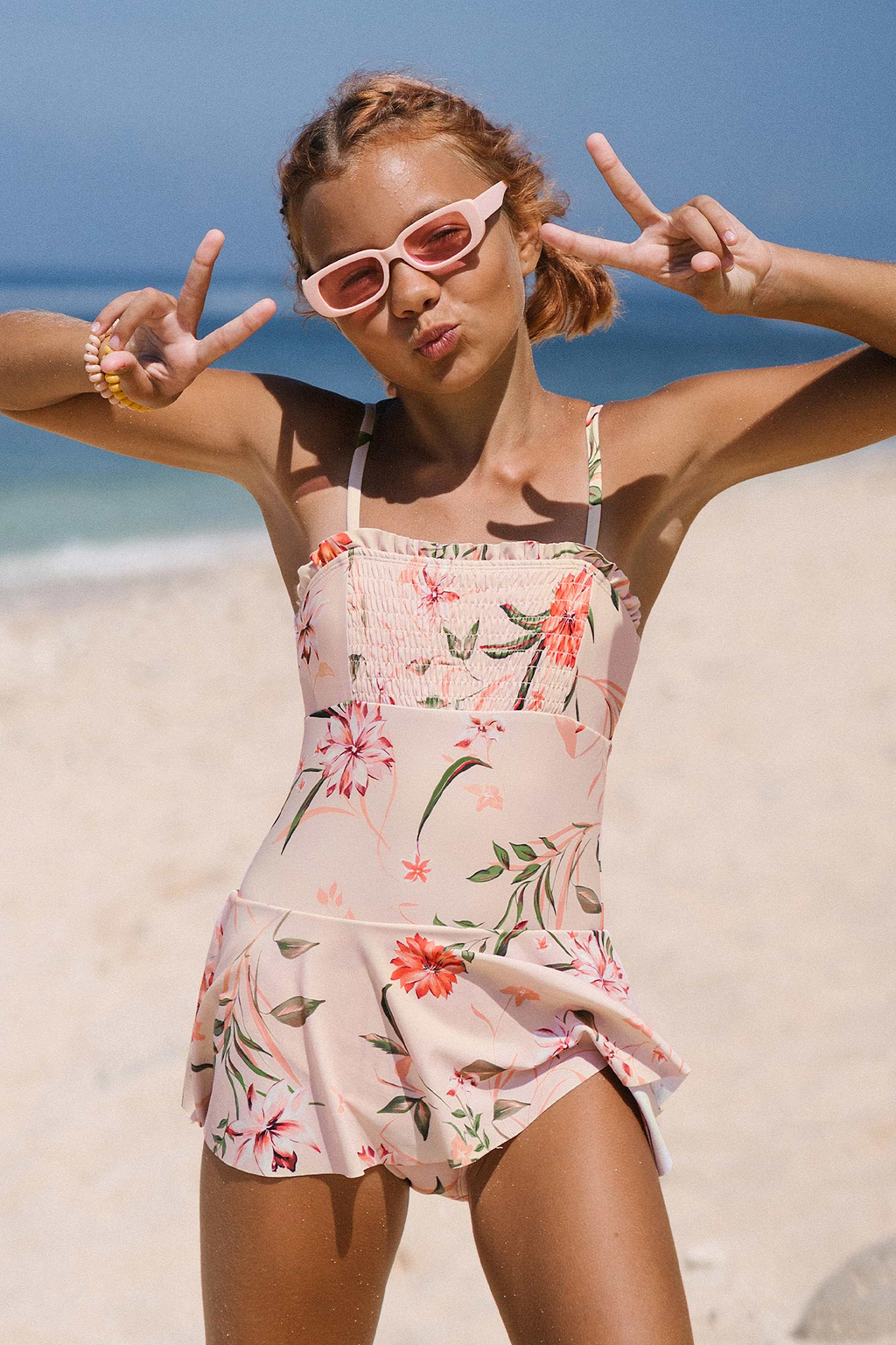 Girls Spring Breath Garden Smocked Swim Dress