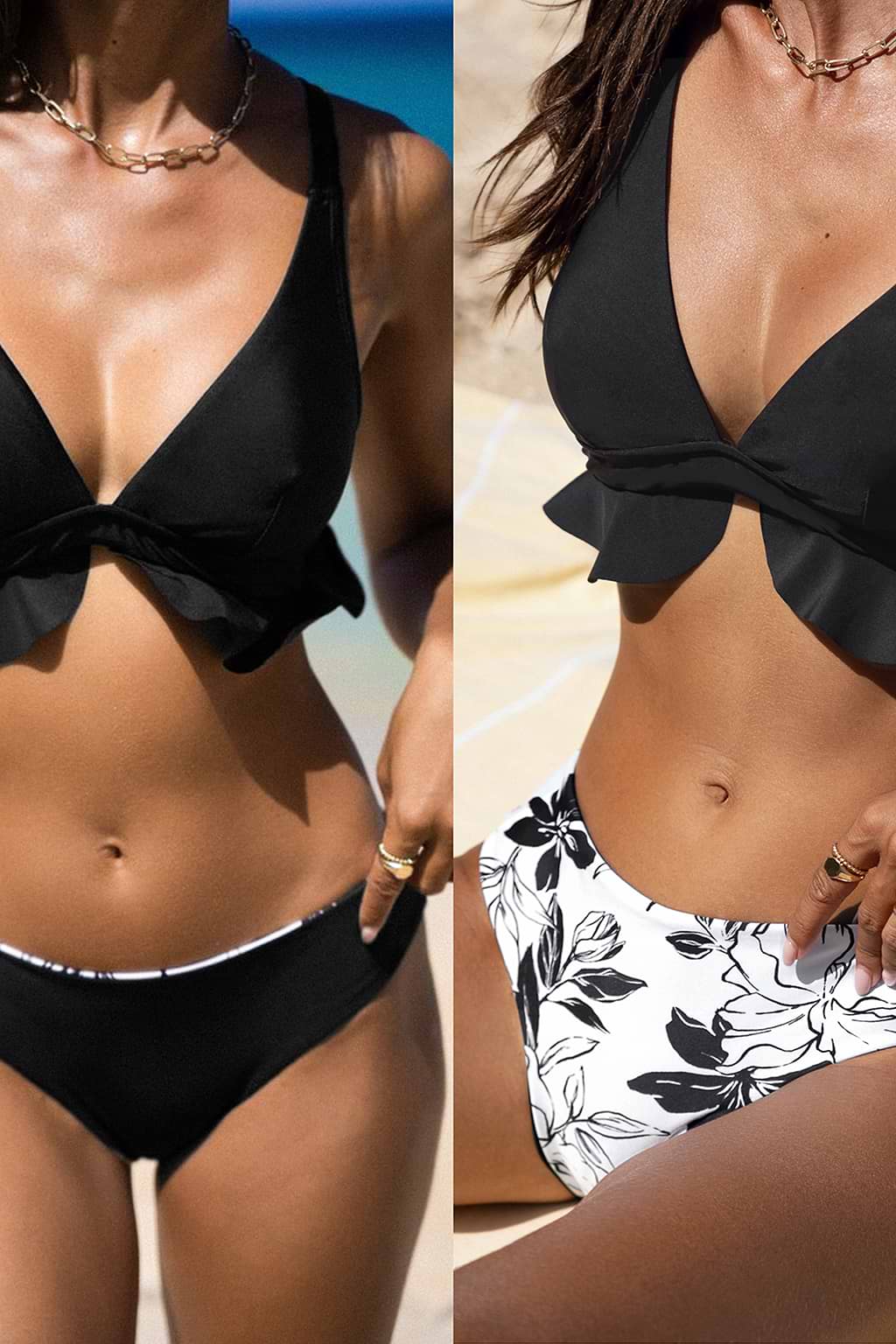 Bikini à volants et hipster réversible