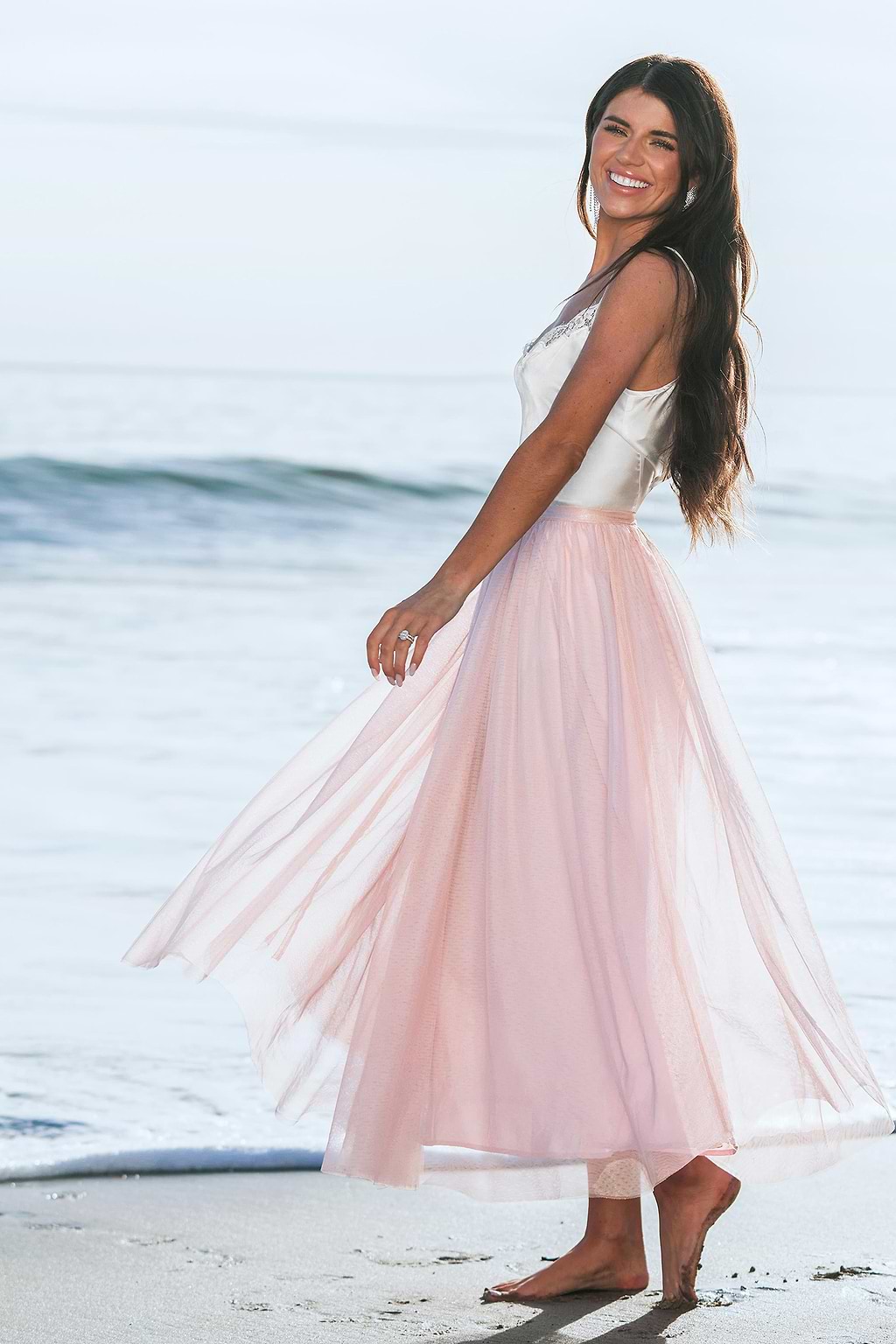 Falda larga evasé de malla Devotion