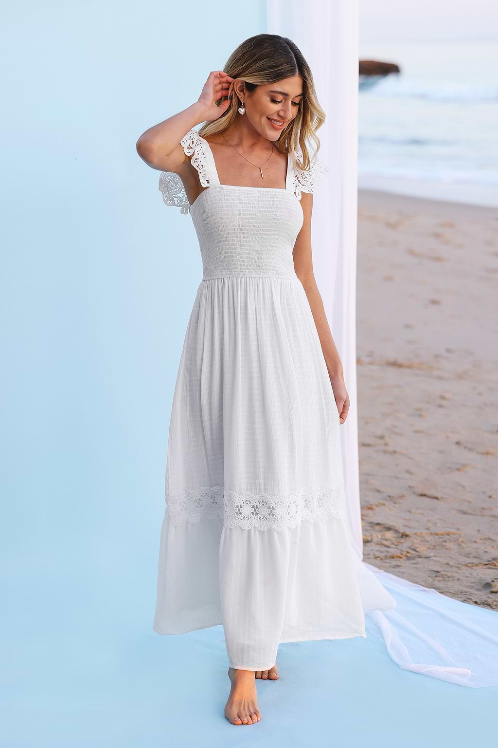 Devotion Lace Smocked Maxi Dress