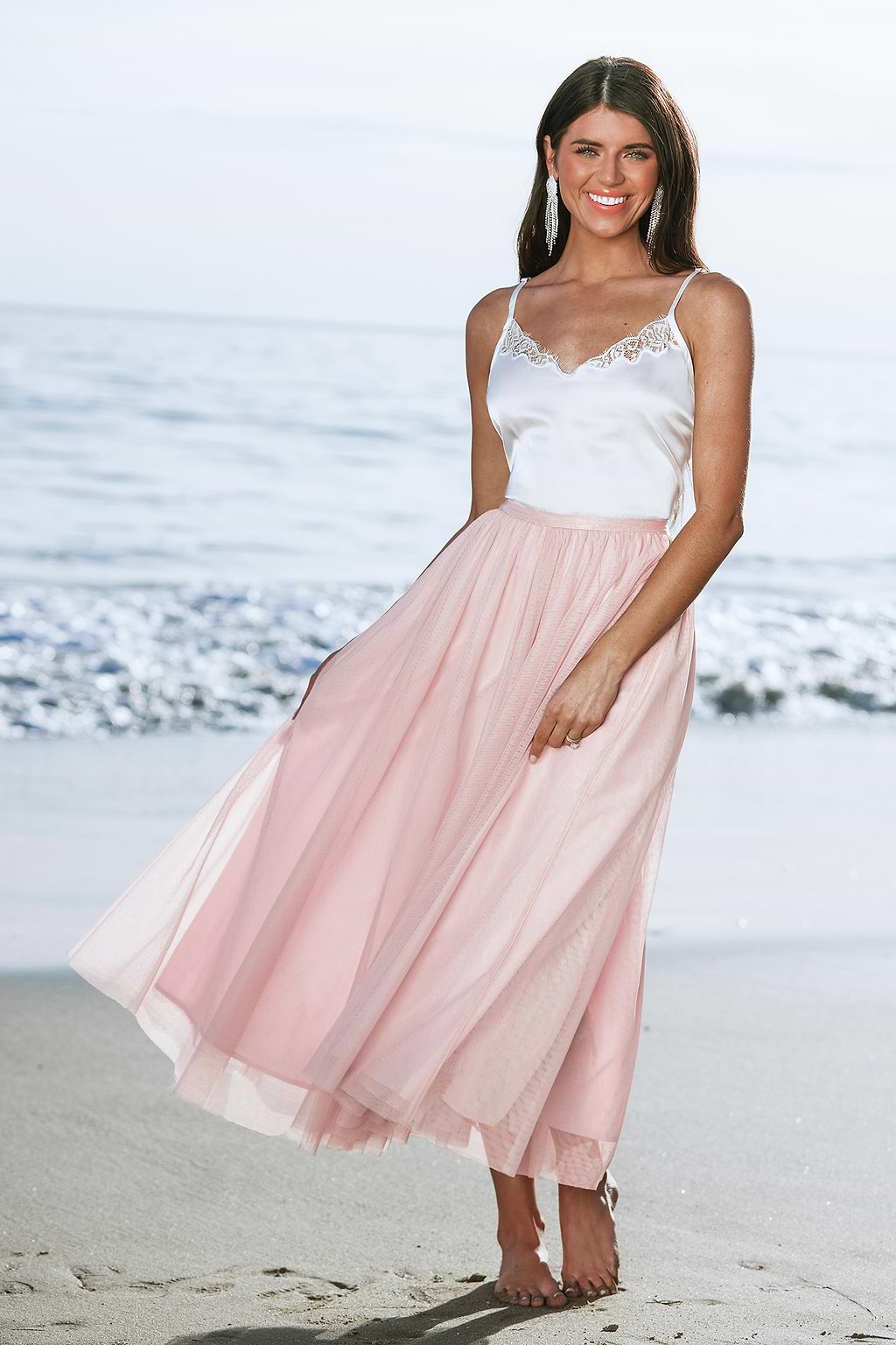 Falda larga evasé de malla Devotion