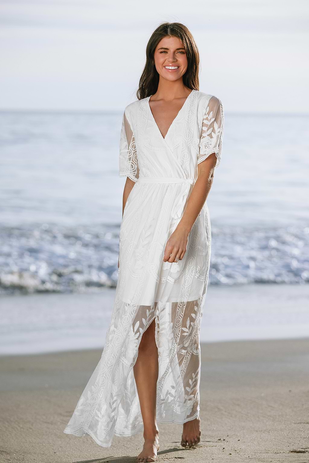 X Madison Beach Wedding Yours Forever Tiered Lace Maxi Dress