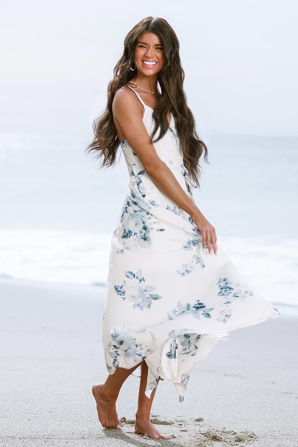X Madison Beach Wedding Bouquet Floral Belted Chiffon Maxi Dress