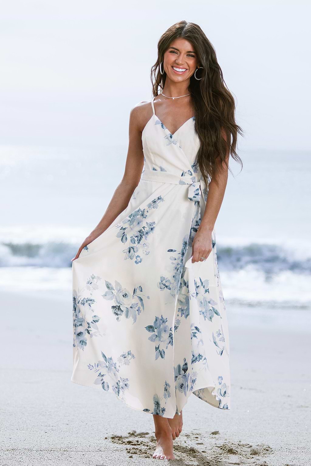 X Madison Beach Wedding Bouquet Floral Belted Chiffon Maxi Dress