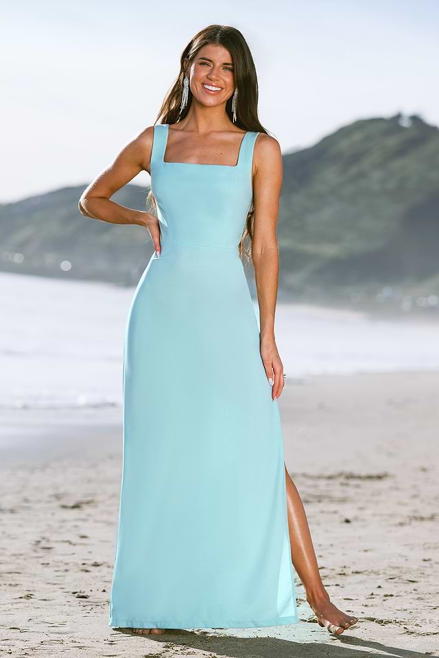 Something Blue Side Slit Maxi Dress