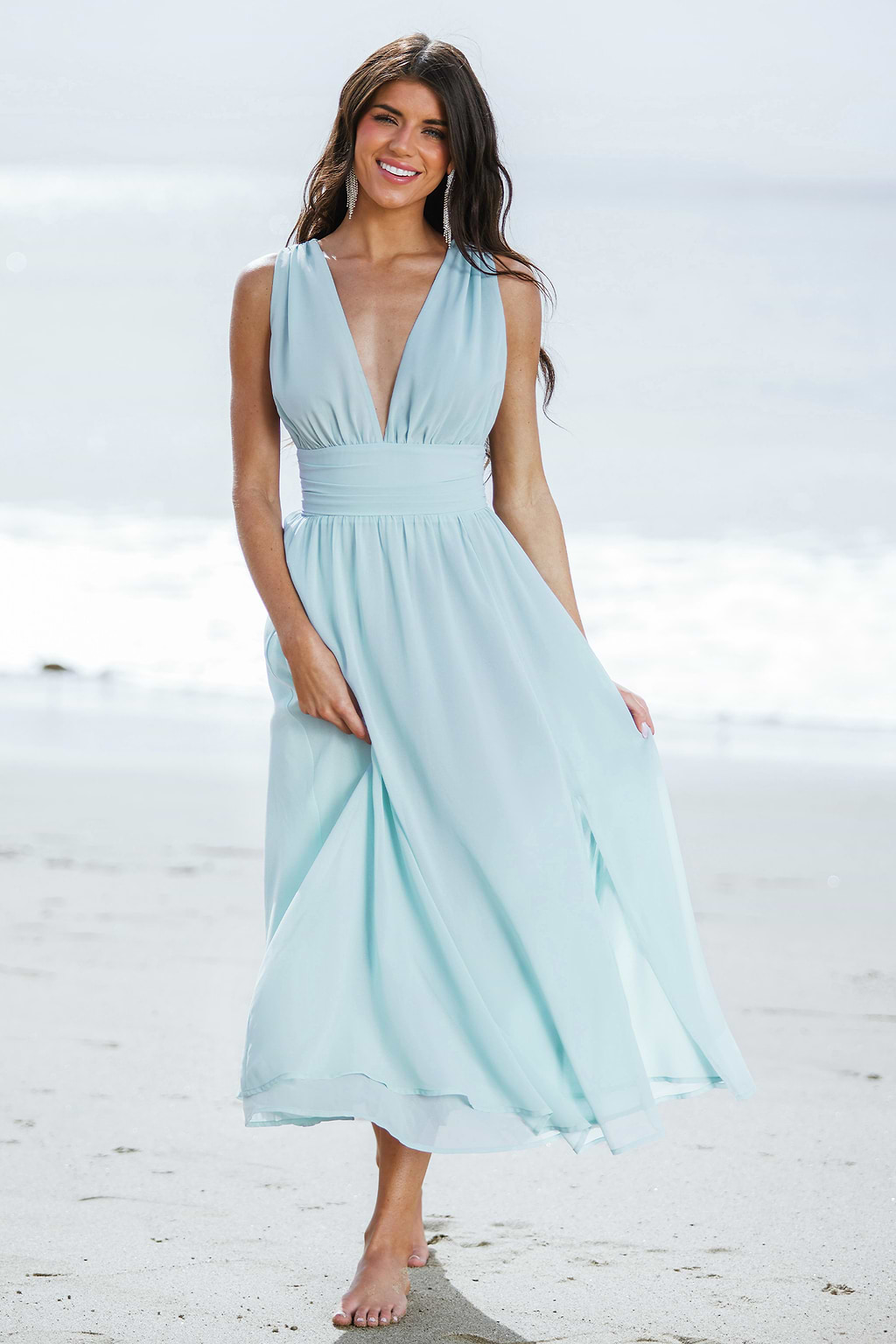 X Madison Beach Wedding Something Blue Chiffon Maxi Dress
