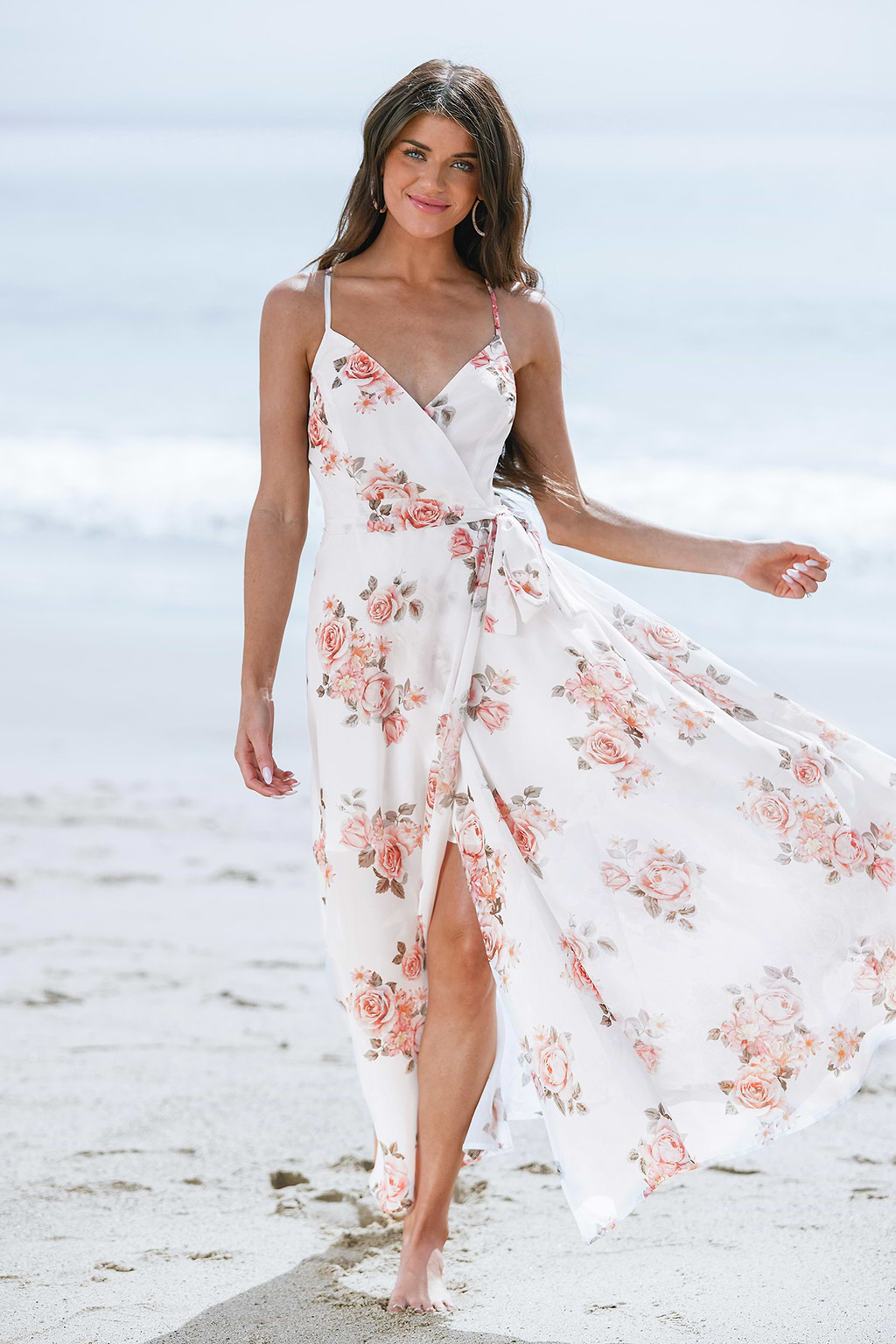 X Madison Beach Wedding Romance Floral Print Cross Back Dress