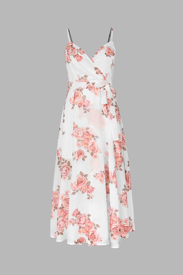 Romance Floral Print Cross Back Dress