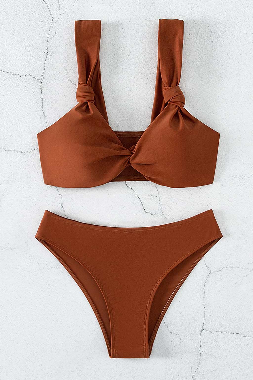 Knotted Twist-Front Top & Cheeky Bikini Set