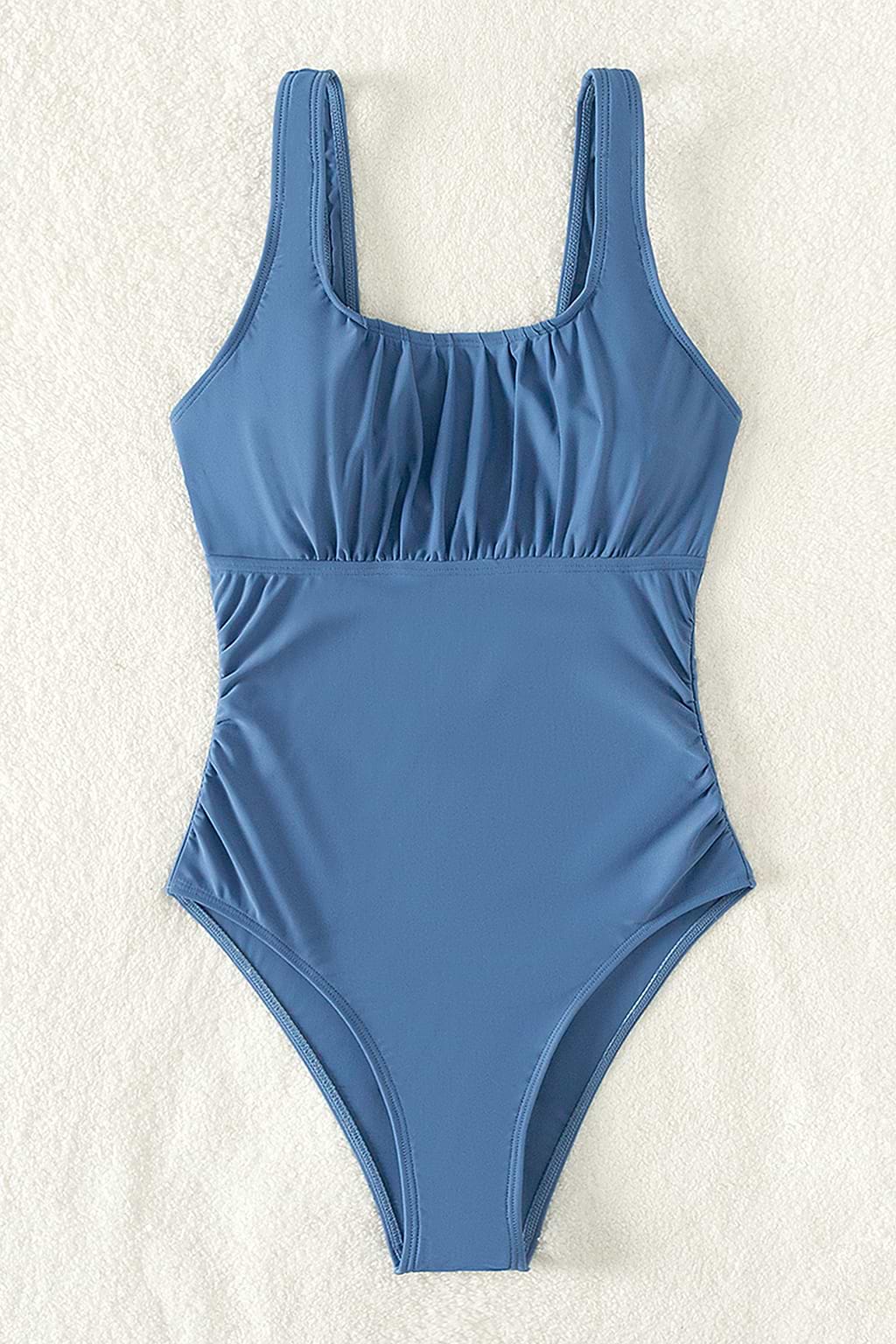Ruched Cheeky High Cut One Piece Swimsuit