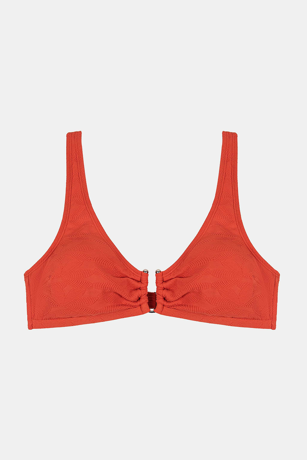 Textured Orange U-Wire Banded Bikini Top