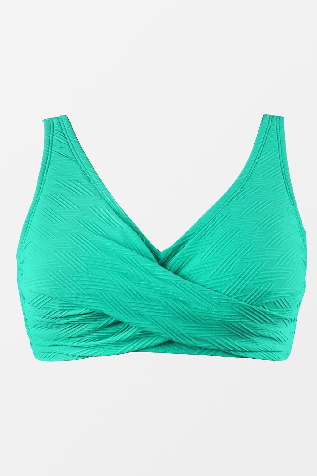 Cross Rib Wrap Front Plus Size Bikini Top