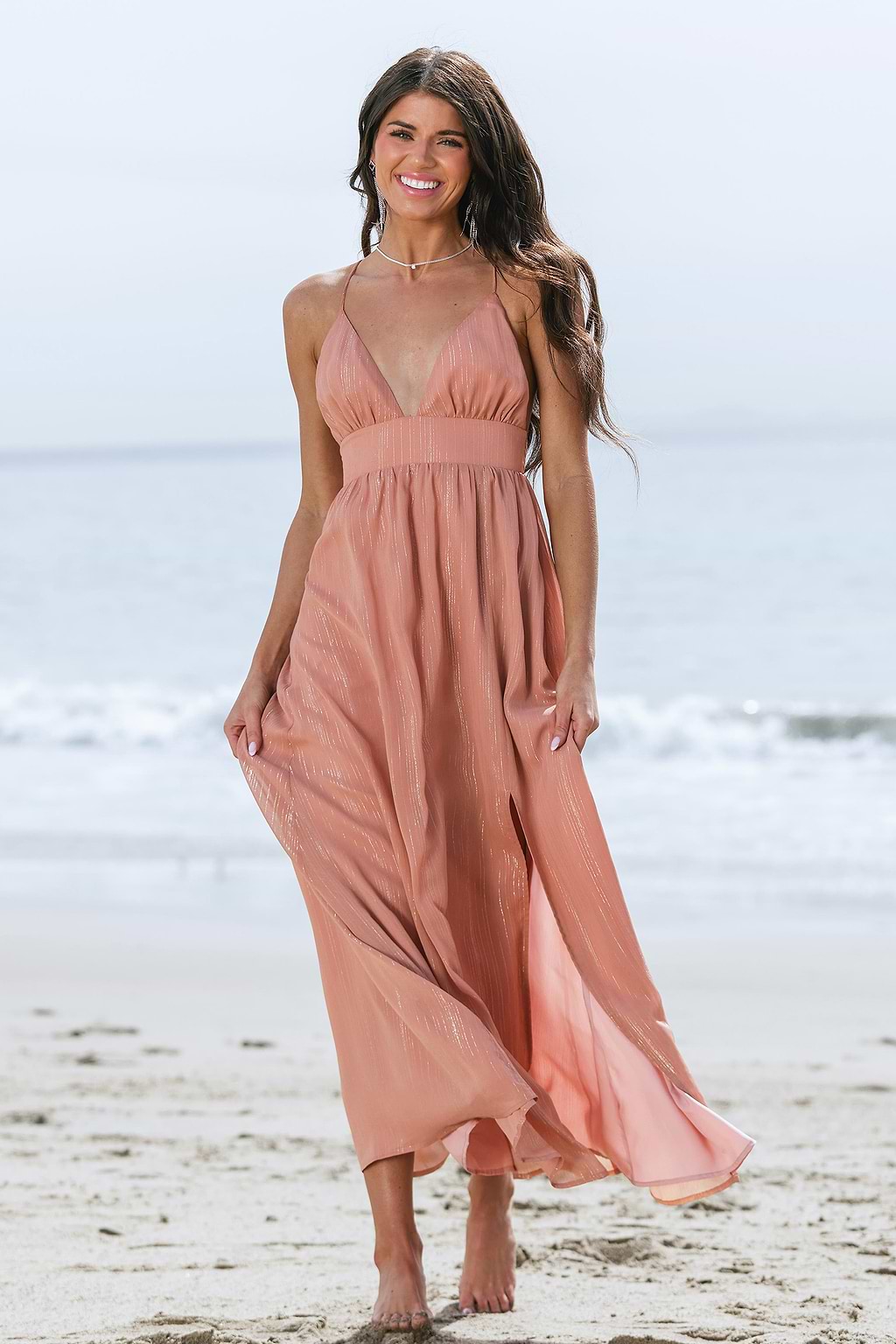 X Madison Beach Wedding Yours Forever Lace-Up Maxi Dress
