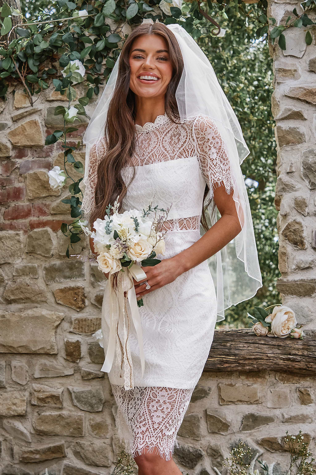 X Madison Love Scalloped Lace Midi Dress