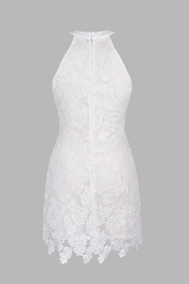 green emerald velvet dress Women's Styled for Life Floral Lace Mini Dress in White main image 0
