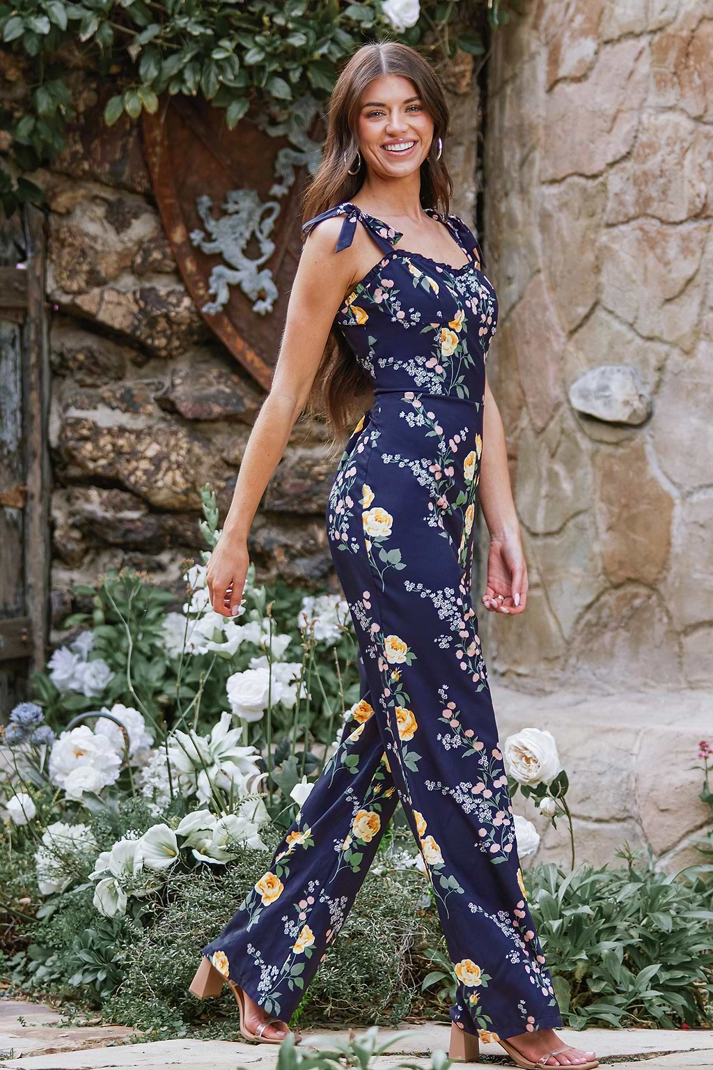 X Madison Bouquet Floral Print Tie Strap Playsuit