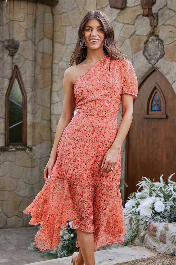 corset pink dress MissJophiel Corset V Neck Floral Applique Midi Pink Dress