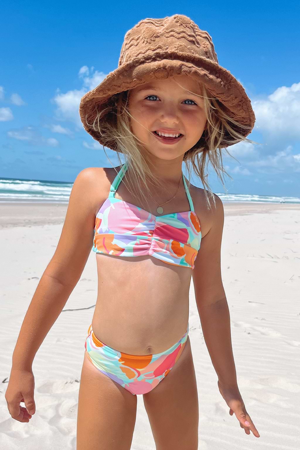 Girls Twist-Front & Mid Rise Hipster Bikini Set
