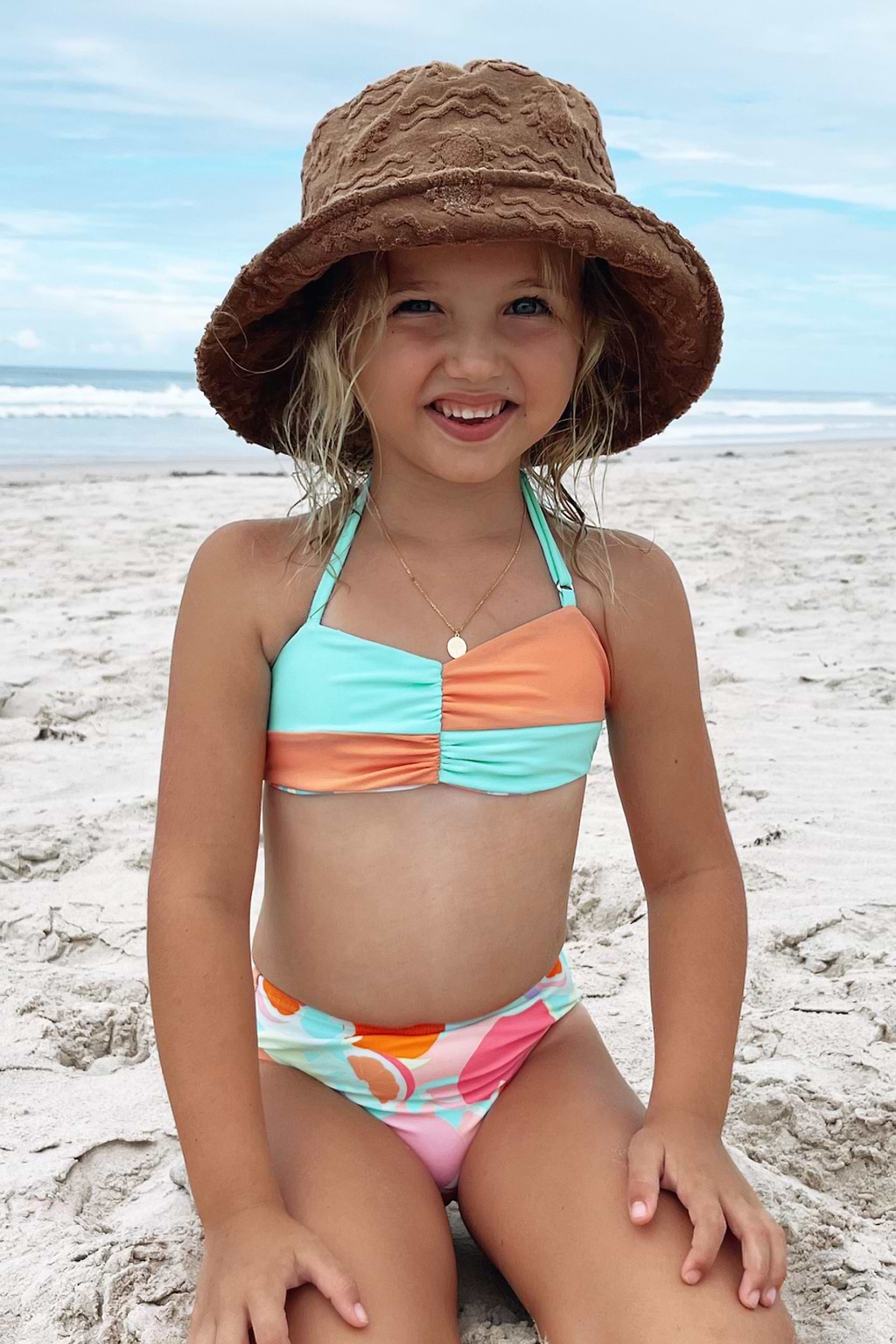 Girls Twist-Front & Mid Rise Hipster Bikini Set