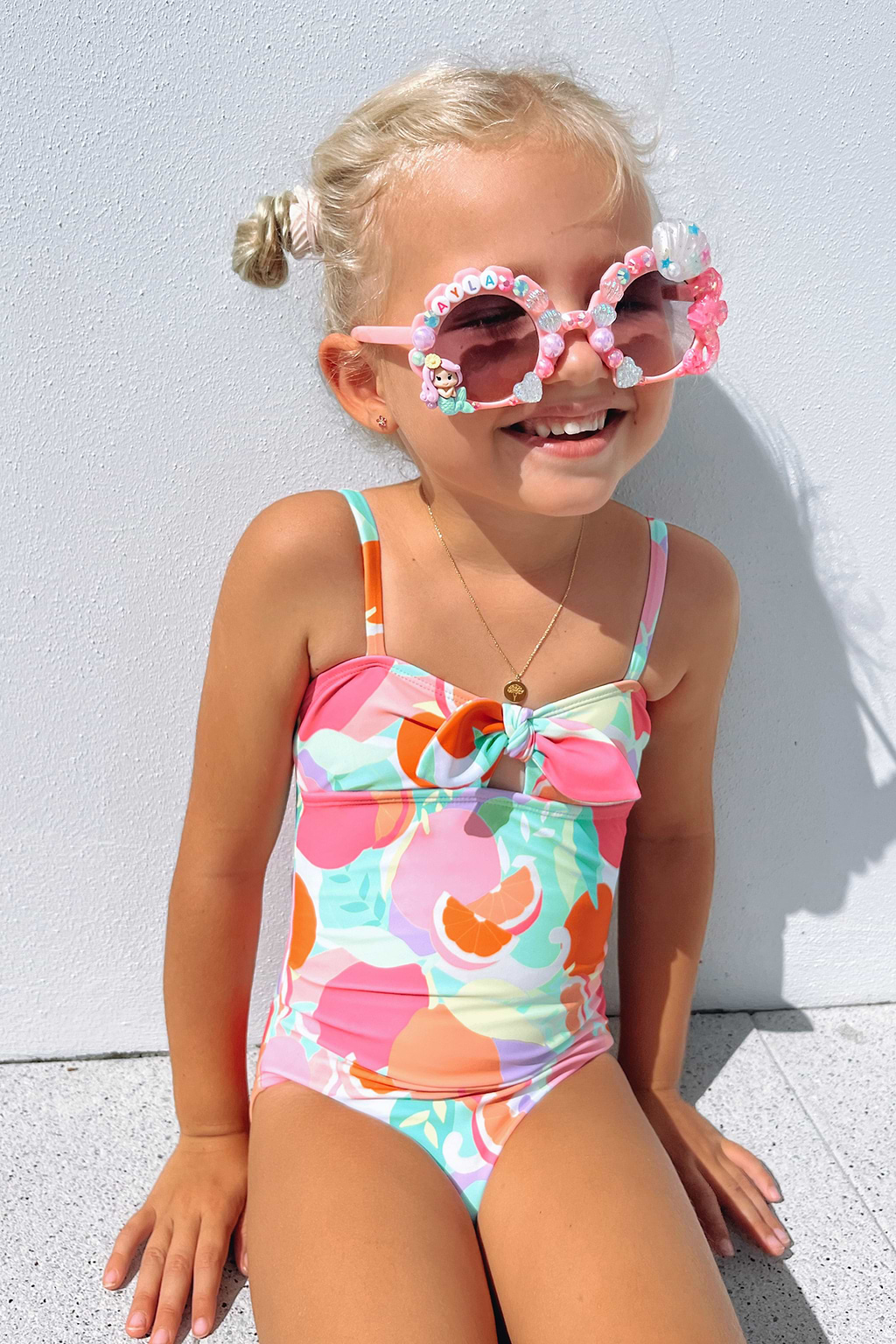 Girls Fruit Bunny Tie One Piece Swimsuit