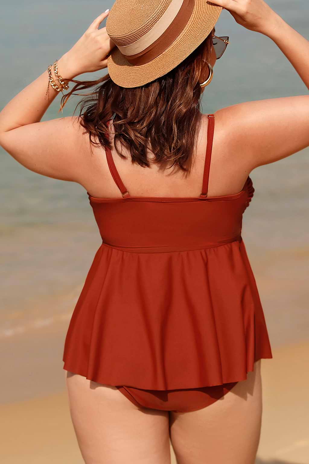 Sunshine Crisscross Flounce Tankini Set