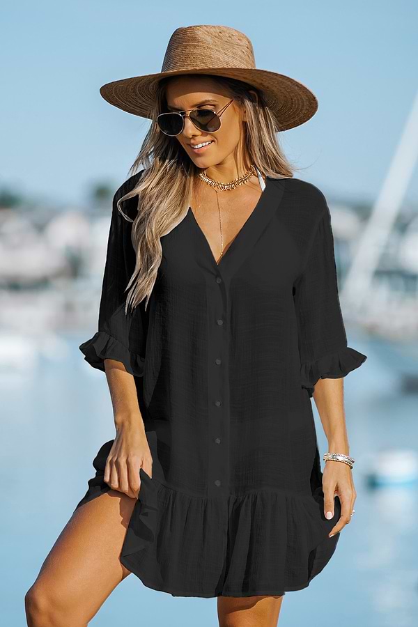 DESIGN - Robe Longue à Volants Et Décolleté Plongeant Avec Empiecements En Dentelle Rouille