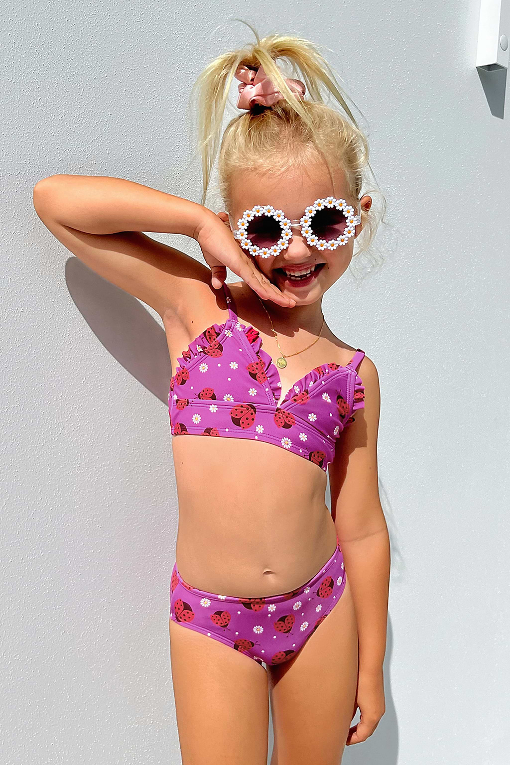 Girls Merrow Edge Top & Mid Rise Hipster Bikini Set