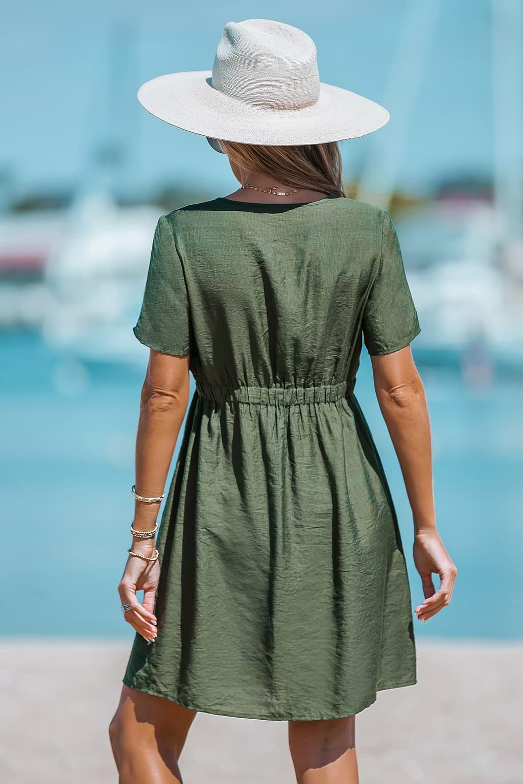 Textured Button-Front Mini Dress