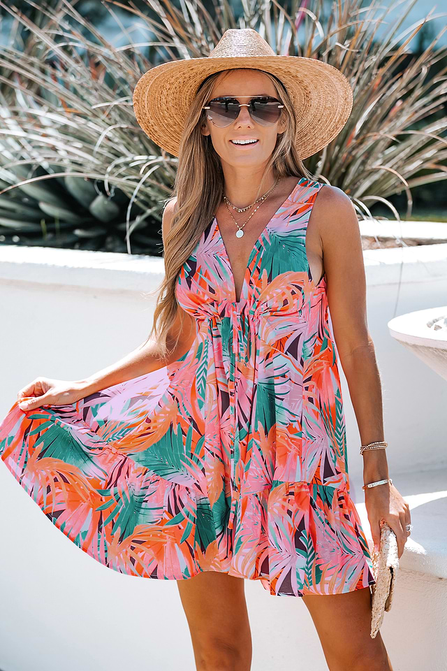 tropical flowy dress Orchid's Whisper Dress, Green – Chic Soul main image 1