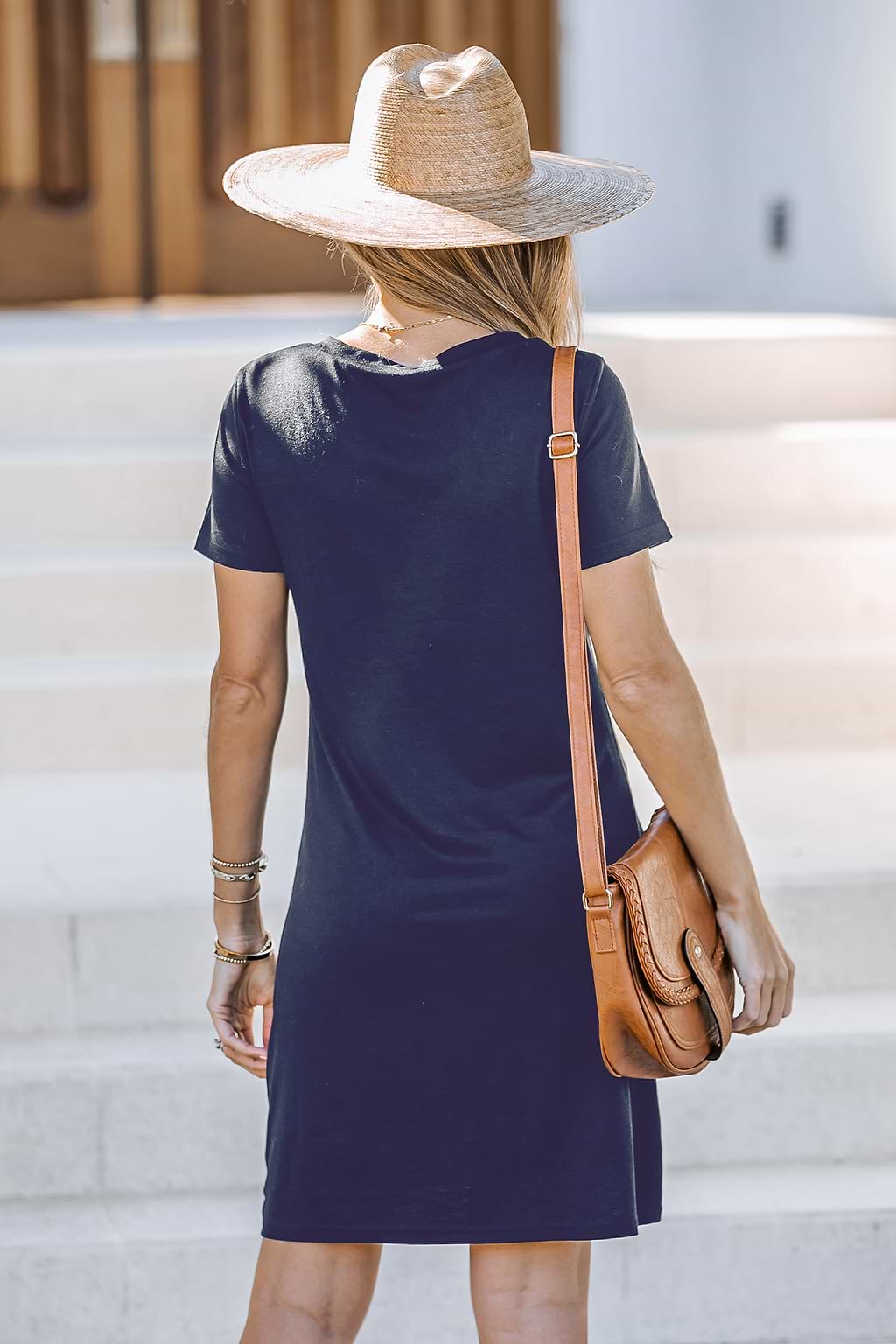 Knotted V-Neck Mini Dress