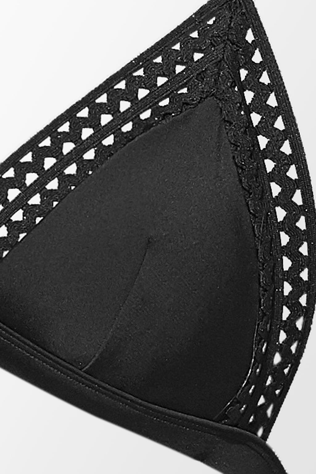 Black Mesh Trim Triangle Top & Cheeky Bikini Swimsuit