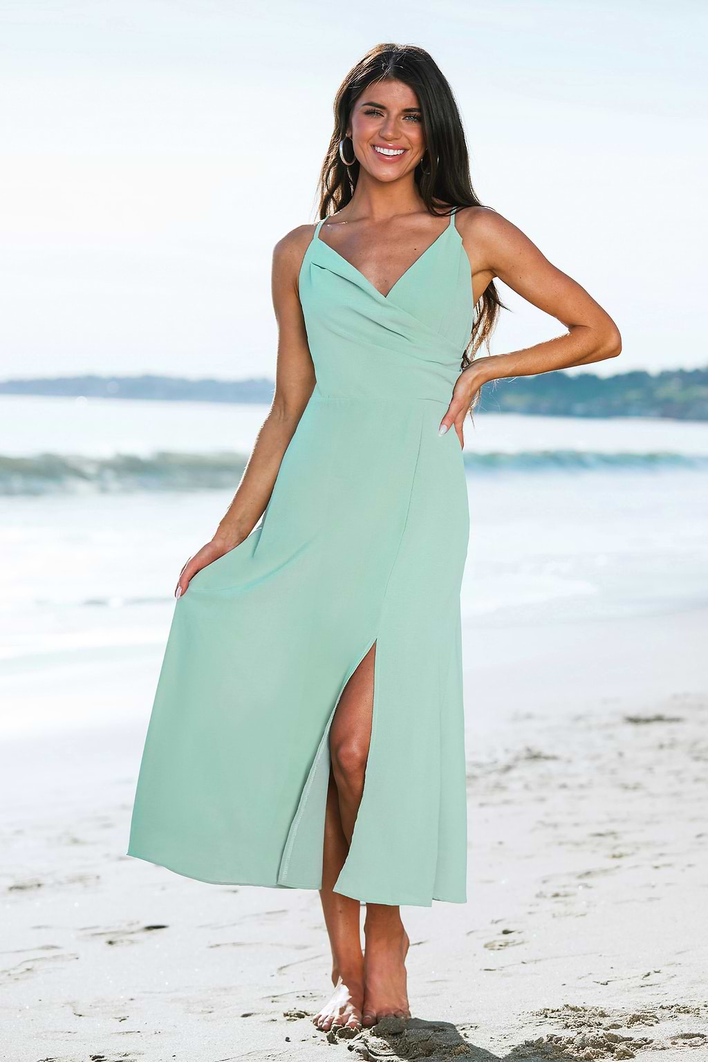 X Madison Beach Wedding Romance Leg-Slit Midi Dress