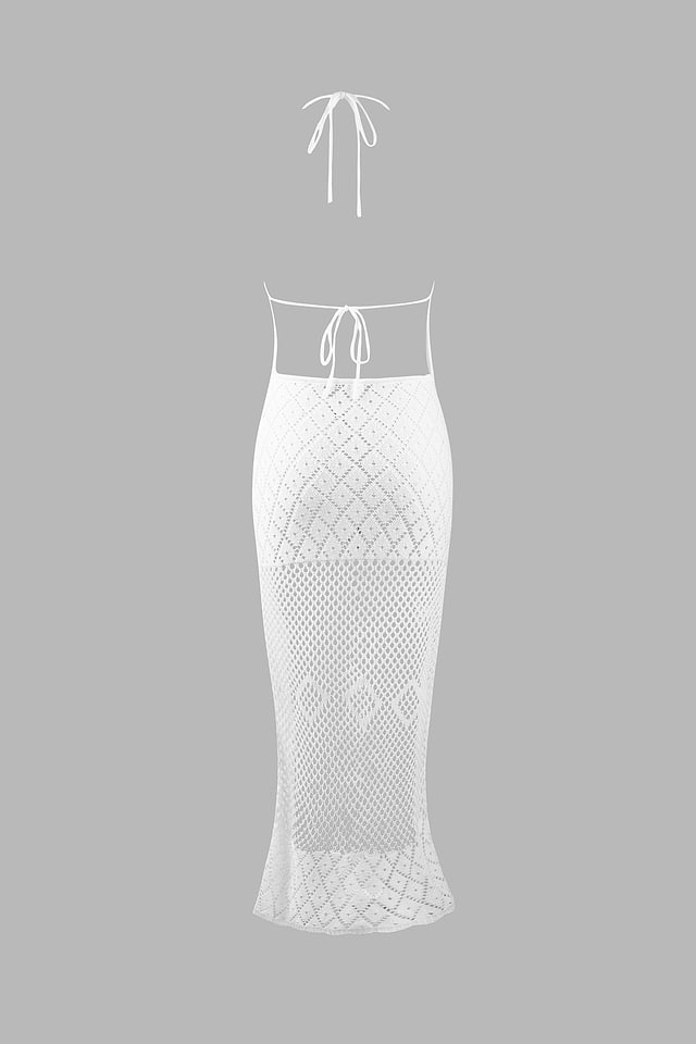 sachin and babi light blue dress Crochet Halter Neck Bodycon Knit Cover Up Dress – Blue Zone Planet main image 1