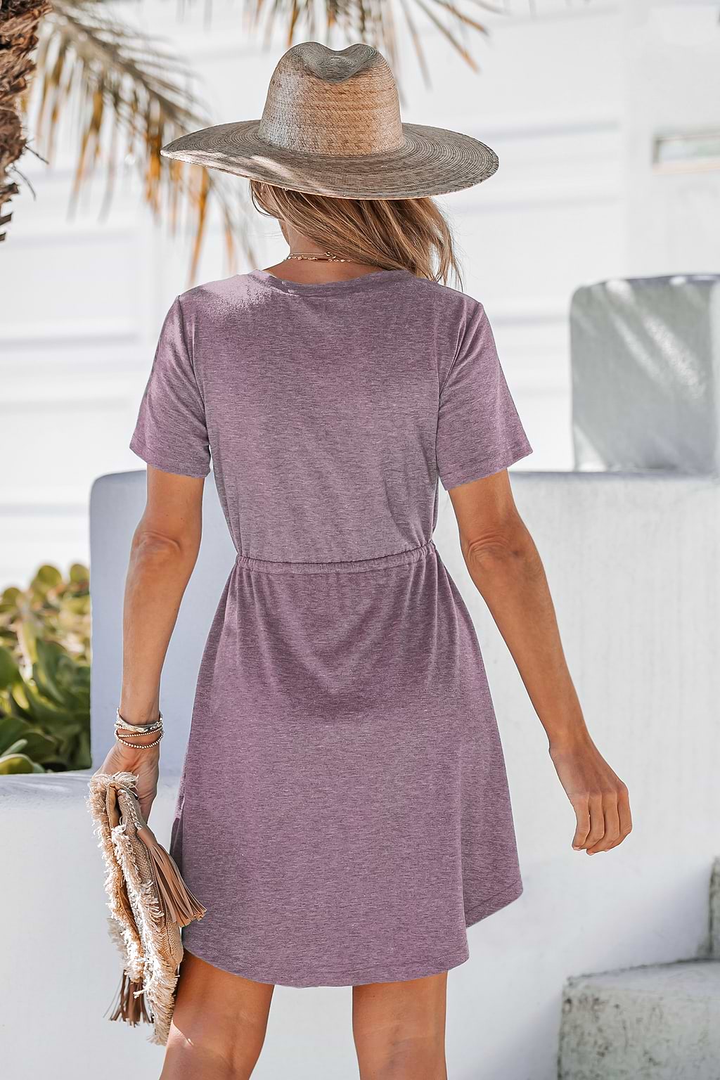 Belted Dolphin-Hem Mini Dress