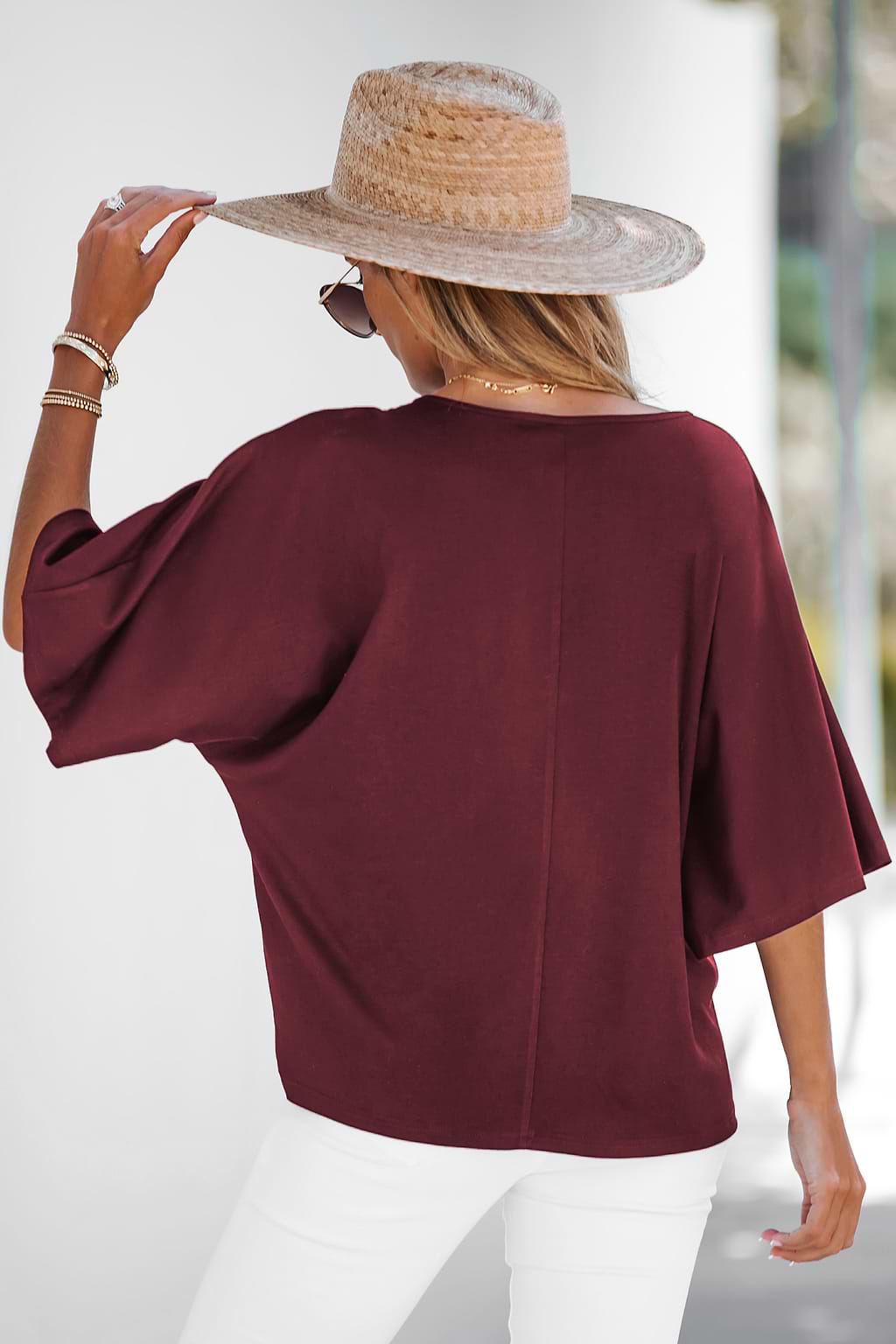 Tie Front Dolman Sleeve Top