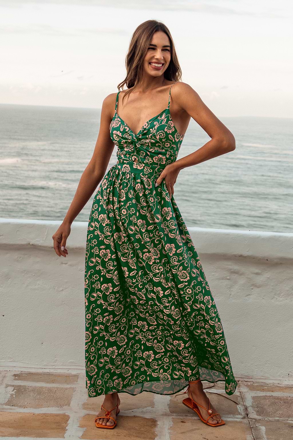 Paisley Print Twisted Maxi Dress