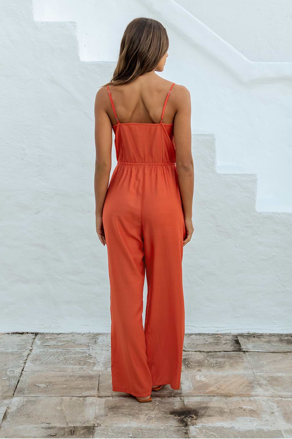 Buttoned Drawstring Cami Jumpsuit