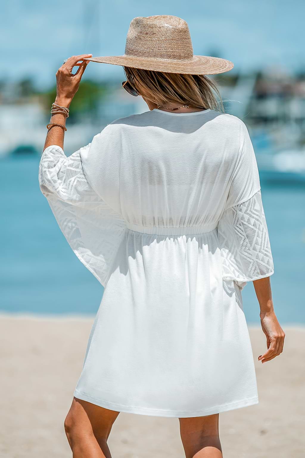 Gestricktes Cover-Up-Minikleid mit Fransen