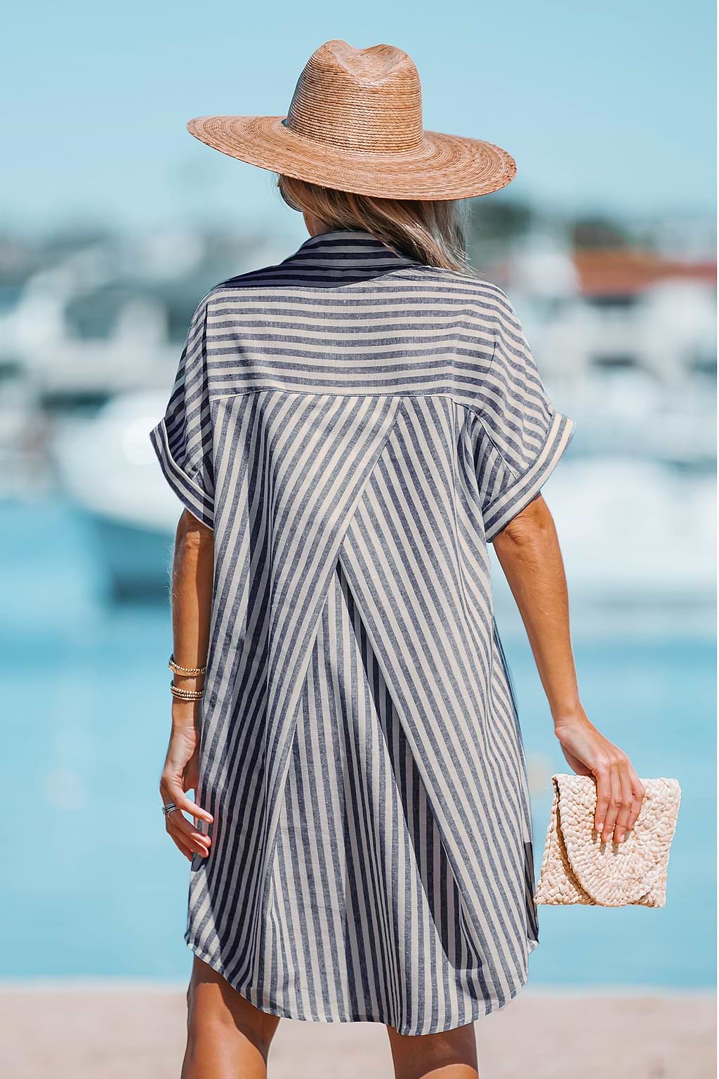 Striped Mini Shirt Dress