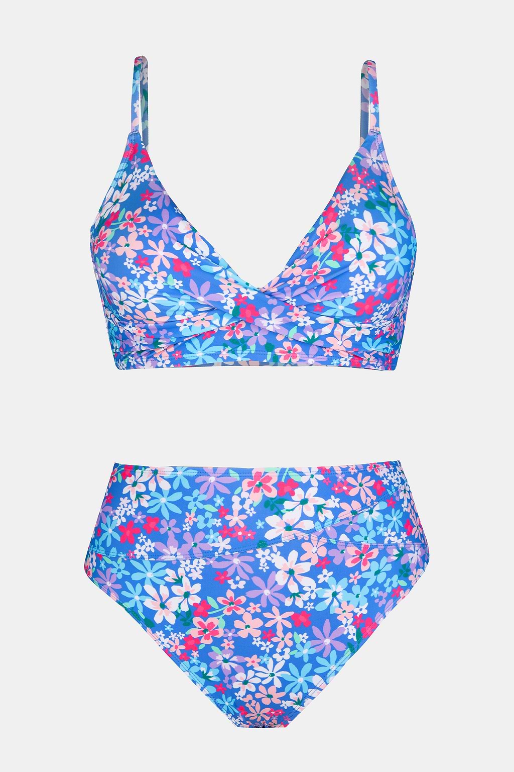 Floral Twisted Bralette & High Waist Bikini Swimsuit