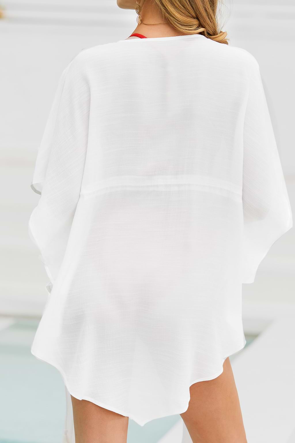 Flowy Plunging Tie Front Cover-Up Dress